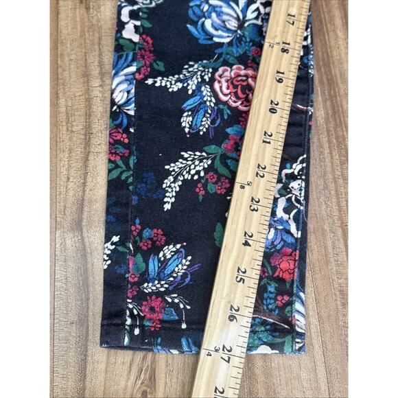 PILCRO AND‎ THE LETTERPRESS Anthropologie Black Floral Mid Rise Skinny Jeans 27 - Picture 6 of 6